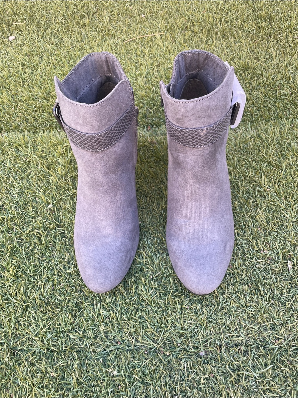 Karen Scott Ivyy Faux Suede Ankle Booties with Buckle Detail